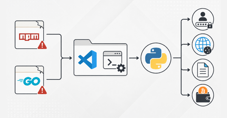Supply Chain Sabotage: Hijacked npm and Go Packages Deploy Cross-Platform Python Infostealer